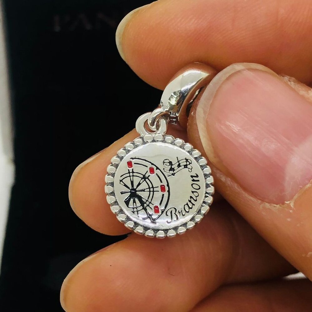 Pandora Silver Charm Bracelet with Red and Black Details